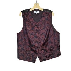 Valerie Stevens Burgundy Brocade Vest Damask Print 20W 0321